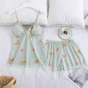 

Summer V-neck Tops with Shorts Pajamas Set Sexy Suspender Shorts Home Suit Energetic and Cute Women's Shorts Comfortable Pajamas
