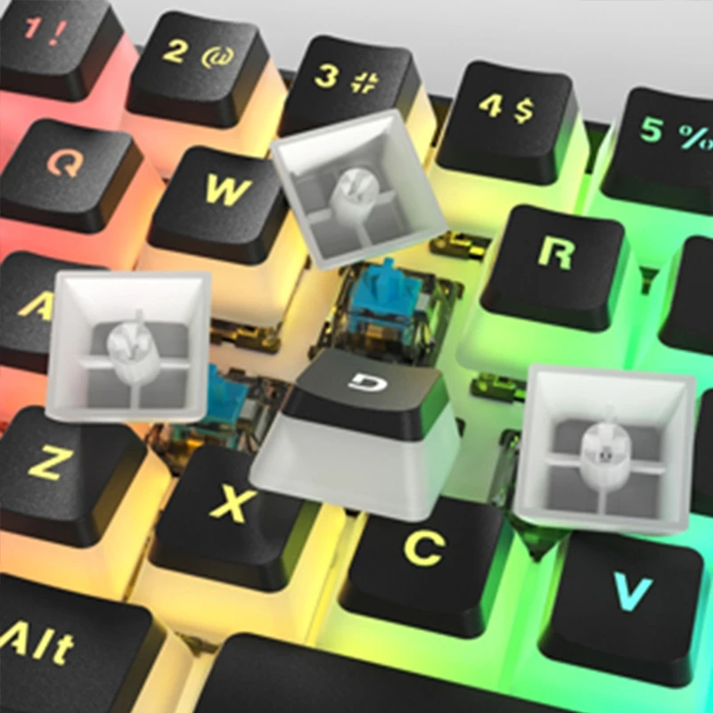Type-C RGB LED Double Skin Milk Wired Mechanical Keyboard Mini Gaming Keyboard 61 Keys Gateron Switchs for PC Mac