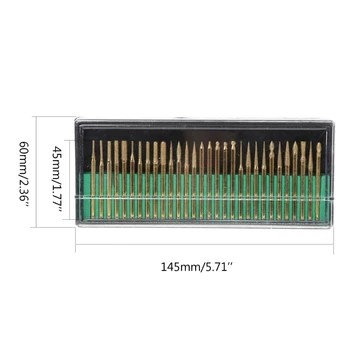 

30Pcs 3mm Titanium Coated Diamond Burs Bit Set Dremel Assorted Rotary Drill Tool T8WE