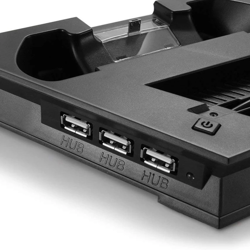 Вертикальная подставка с охлаждающим вентилятором для PS4 Slim, зарядное устройство для геймпада, зарядная док-станция с 3 портами usb-хаб