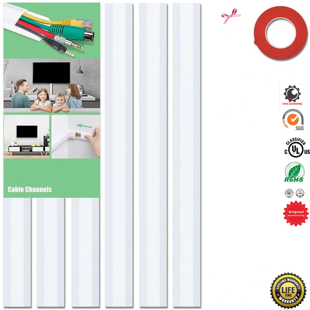 

Cable Cover Cord Hider on Wall Cable Hider Raceway Kit for Mount TV Cable Concealer for Home Office Cable Management,White