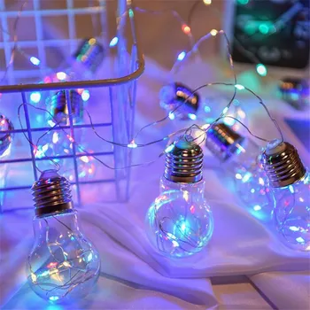 

2.5M 10LED Bulb String Lights Festival Party Decoration Battery Powered/EU Plug Home Restaurant Decor Lighting