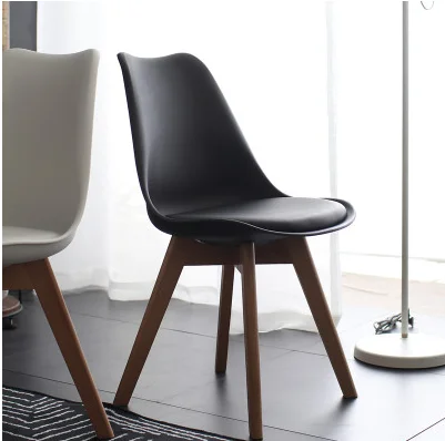 Пластиковая спинка, полиуретановый коврик, буковая ножка, стул Eames, чистый, разноцветный, для гостиной, столовой, стул, уютный, разобранный стул - Цвет: Black