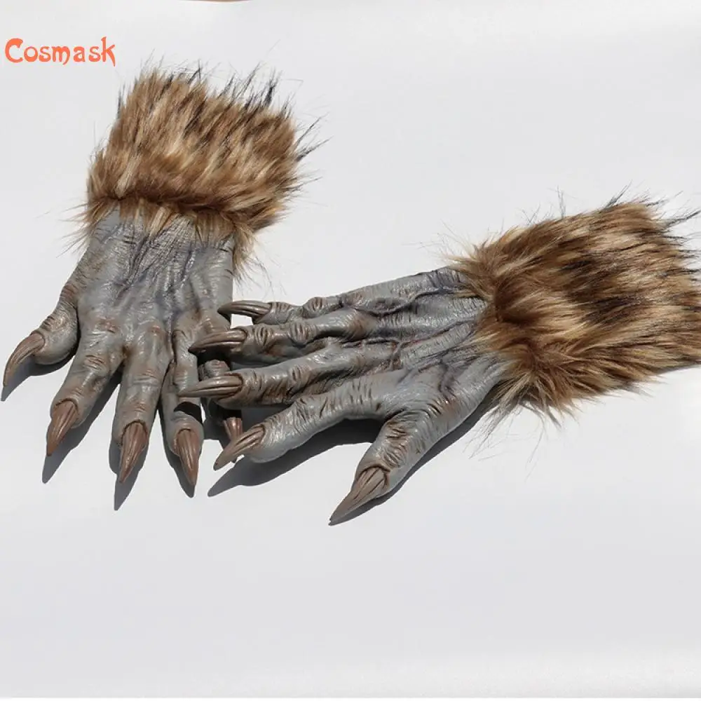 Halloween Werewolf Gloves Latex Wolf Claws Gloves Adult Hands Claws Gloves Horror Animal Paws Gloves Halloween Cosplay Fancy Dress Masquerade Party Supplies