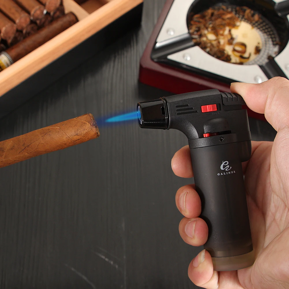 Outdoor BBQ Lighter Cigar Torch Lighter Jet Spray Gun Cigarette Lighters Windproof Plastic Butane Gas For Kitchen
