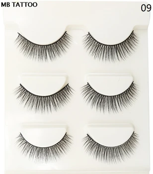 

1 box mink eyelashes natural long 3d mink lashes short Cross Messy false eyelash 8mm 3 pairs mink eyelashes