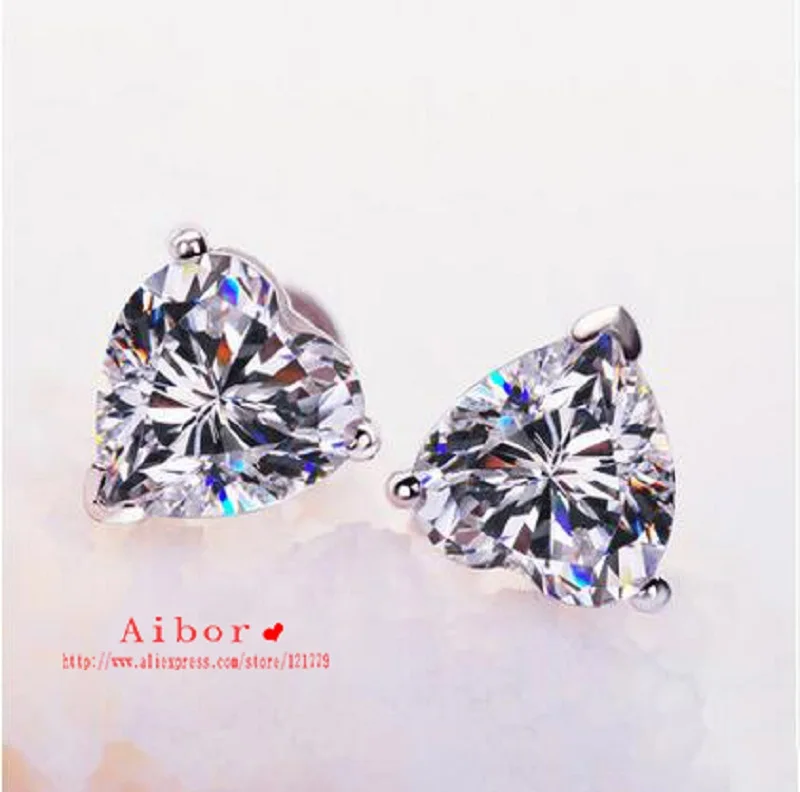 

TE206 Free Shipping! 1 carat Heart Brilliant Cut Grade sona Synthetic Gem Stud Earring Wedding set for women
