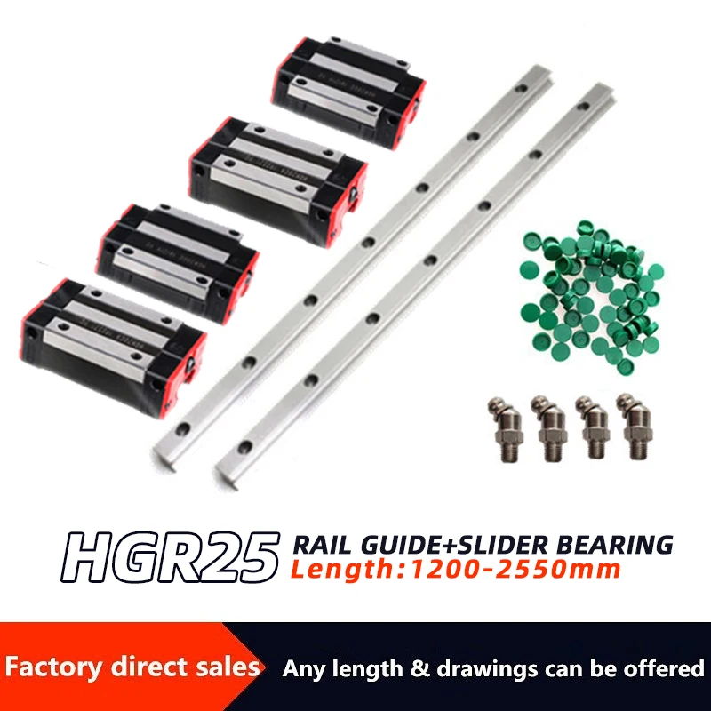 2PCS Linear Rail Guide HGR25 +4PCS HGH25CA/HGW25CC Narrow/Flange carriges Sliding Block cnc parts | Обустройство дома