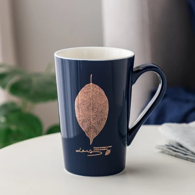 NO spoon OUSSIRRO, 420 мл, пара чашек, керамическая кофейная кружка с ложкой, чехол, креативный подарок на день Святого Валентина, свадьбу, день рождения - Цвет: NO spoon