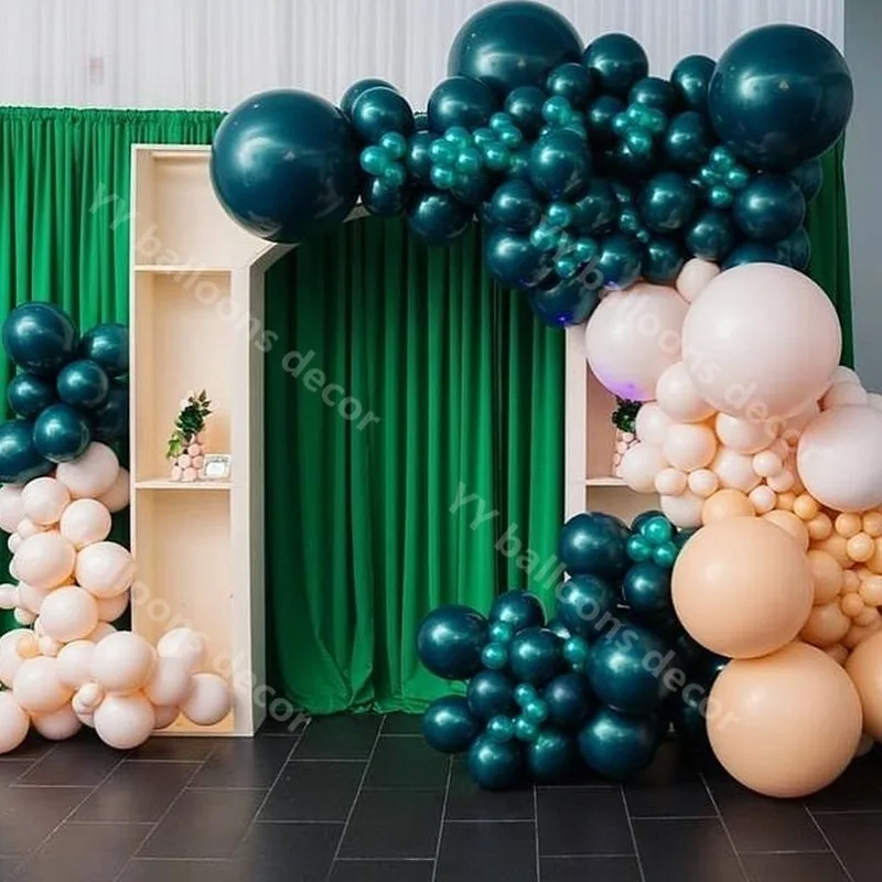 139pcs Balloons Arch Kit Double Layer Macaron Latex Balloon Garland Dark Teal Green Birthday Wedding Baby Shower Party Decor | Дом и сад
