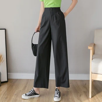

Spring Summer Hot Sale Solid Wide Leg Pants Loose Pants Bow Ankle Length Pants Women's High Waist Stylish Loose Pants