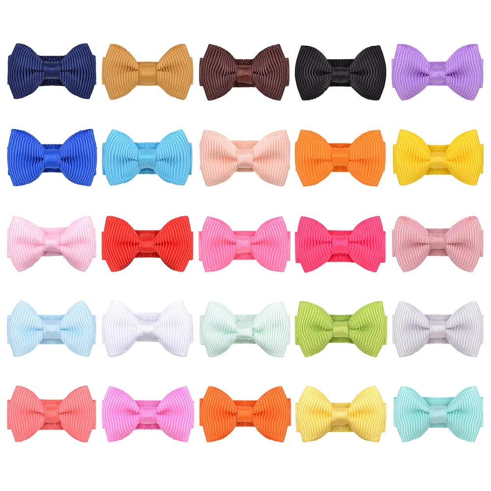 10pcs/lot 3.1 CM Mini Candy Color Handmade Bowknot Baby Girl Hair Clips Cute Grosgrain Ribbon Bows Bangs Hairpin Infant Headwear baby stroller mosquito net Baby Accessories