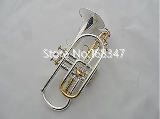 New Brand Cornet B Flat Sliver Plated Brass Keys Musical instrument With Case Accessories
