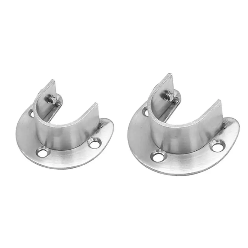 

Stainless Steel U-Shaped Closet Rod End Wardrobe Clothes Practical Hang Rail Pole Holder Home Furnishing Essential Supplies