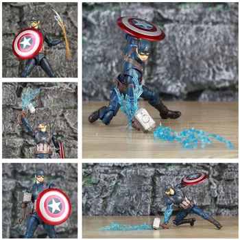 

Marvel Avenger Endgame Captain America 6" Action Figure Movie Steven Rogers Legends Loki Scepter Wand Shield KO's SHF Toys Doll