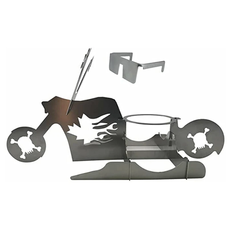 Portable Barbecue Grill Duck Chicken Stand Motorcycle BBQ Stainless Steel Tools Rack With Glasses Indoor Outdoor for Camping