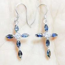 Серьги-капли с натуральным сапфиром или Рубином,, серебро 925 пробы, 0.25ct* 10 шт., драгоценный камень C14092925