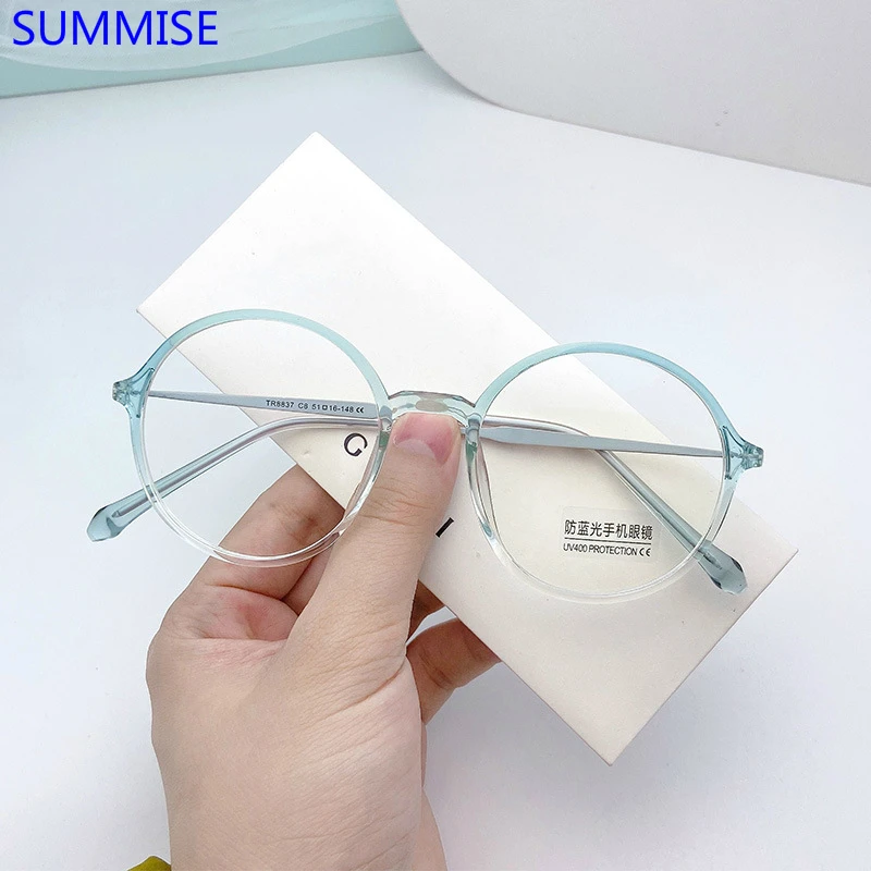 

SUMMISE Transparent Computer Glasses Frame Women Men Anti Blue Light Round Glasses Optical Spectacle Eyeglass High Quality