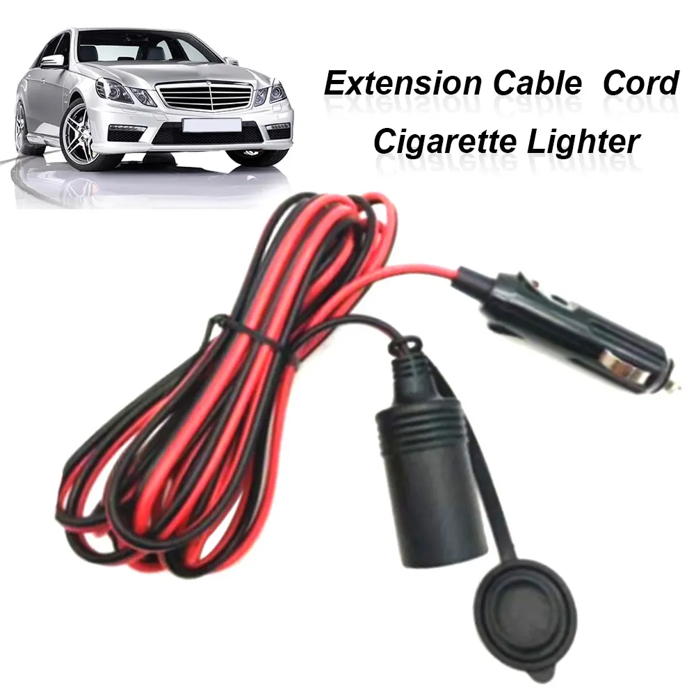 3.5m Motorcycle Car Vehicle Outlet Extension Cable Electric Cigarette Lighter Fuse Socket Power Supply Plug With LED Accessories