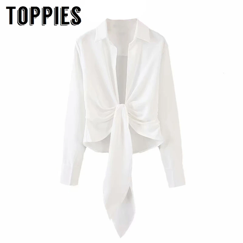 

White Deep V Neck Shirts Women Long Sleeve Blouses Tops Fall 2019 Elegant Ladies Tops