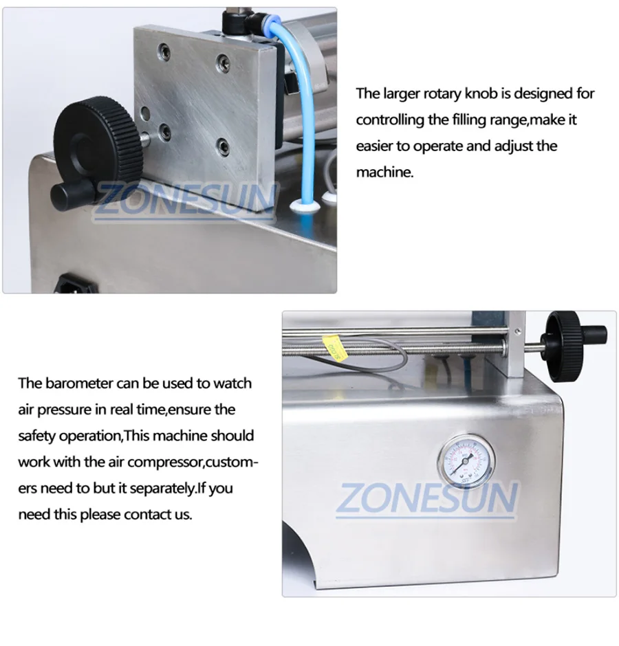 ZONESUN ZS-GT1 Pasta pneumática de bico único e máquina de enchimento de líquido viscoso