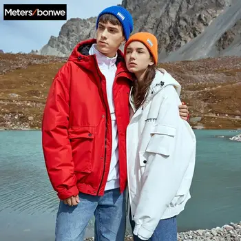 

Metersbonwe Winter Warm For Men 90% white Duck down Couples Hooded down jackets Outdoor Winter Male casual Loose down Coat