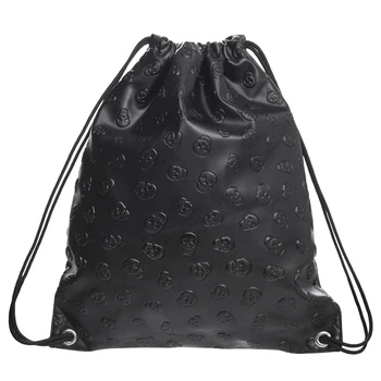 

Pu Leather Drawstring Bags Women Trendy Portable Drawstring Bag Soft Leather Backpack For Travelling Schoolbag Men Solid Bag