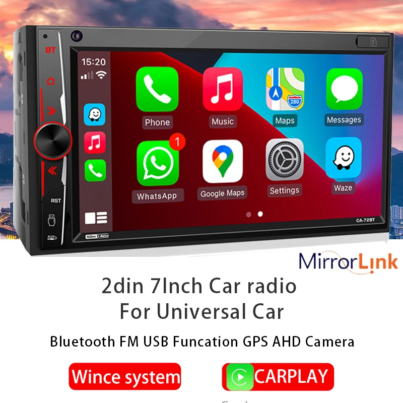 7'' Car Radio 2din MP3 Player MP5 Player Carplay Mirrorlink FM AM Bluetooth 4AHD Camera IPS Car Stereo For 7