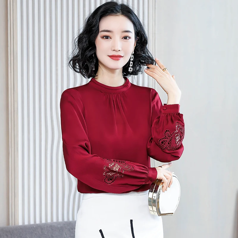 Женская ажурная офисная шелковая блузка Vogue новинка 2020 женская мягкая Свободная