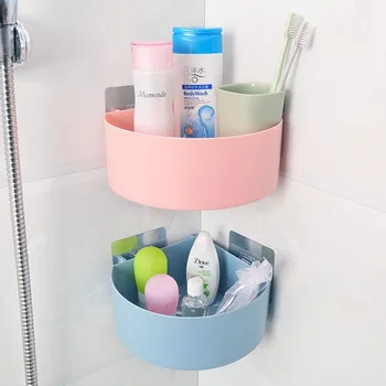 

Punch-free Bathroom Shelf Plastic Toilet Bathroom Vanity Suction Cup Wall Hanging Bath Room Storage Rack