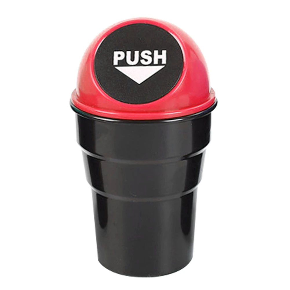 Car Trash Garbage Holder Automobiles Storage Stylish Cup Shape Push Lid Car Vehicle Desktop Plastic Trash Can Garbage Bin Box