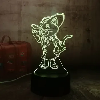 

Amroe LED Desk Lamp Cat Wear Boots Acrylic 3D RGB Night Light USB Table Lamp Remote Control Home Decro Christmas Gift for Kids