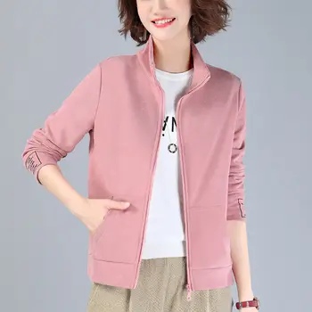 

Jacket Women's Sweater Sports 2020 Spring New Slim Women's Clothing Casual Stand Collar Cardigan Zipper Top Female Coat