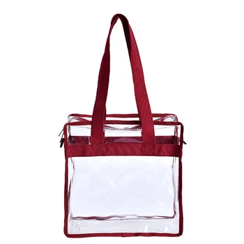 

NEW Clear Tote Bag with Zipper Waterproof Handbag Transparent Travel Shopping Shoulder Bag