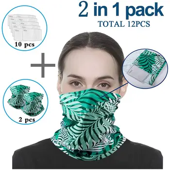 

Bandana Face Cover Balaclava Neck Gaiter with Filters for Dust Protection