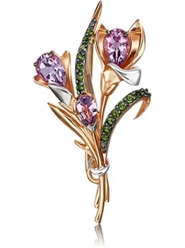 

Yuz platinum brooch with amethyst and red gold
