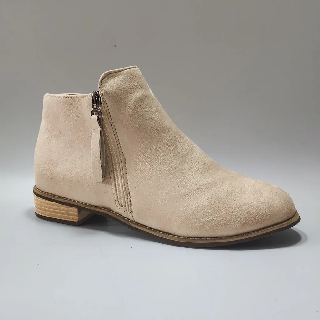 

SAGACE New Autumn Winter Ankle Women Boots Flats Pointed Side Zipper Suede Boots High Quality Retro High Boots