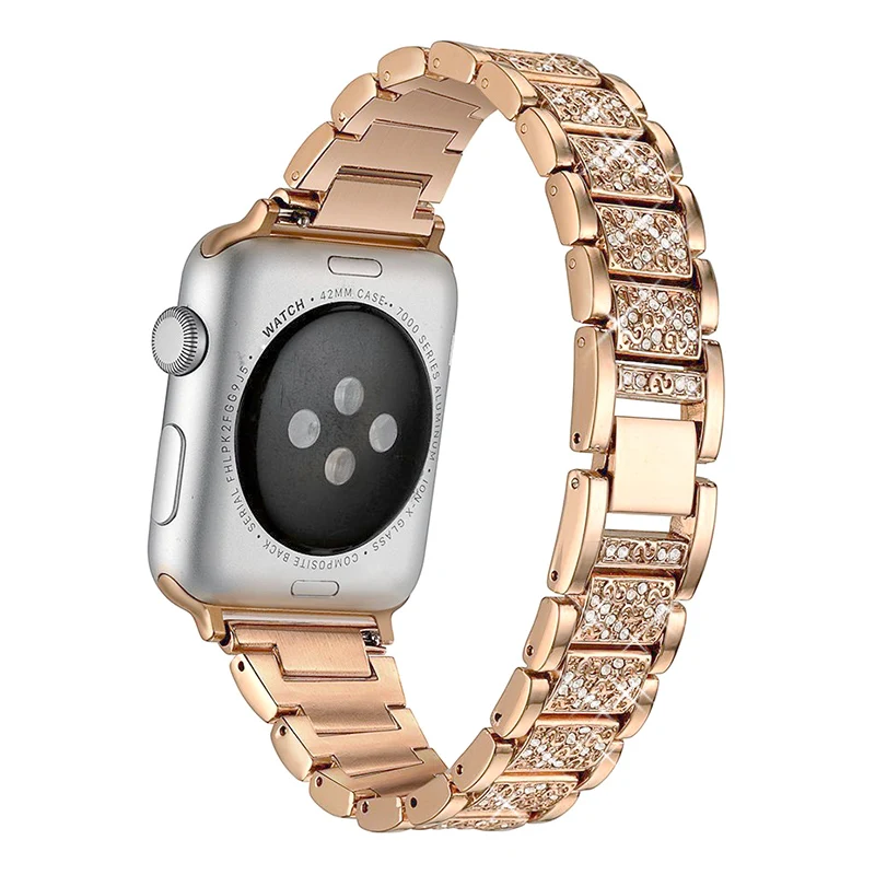 Браслет из нержавеющей стали для Apple Watch Band Series 6 5 4 3 2 1 Женский бриллиантовый