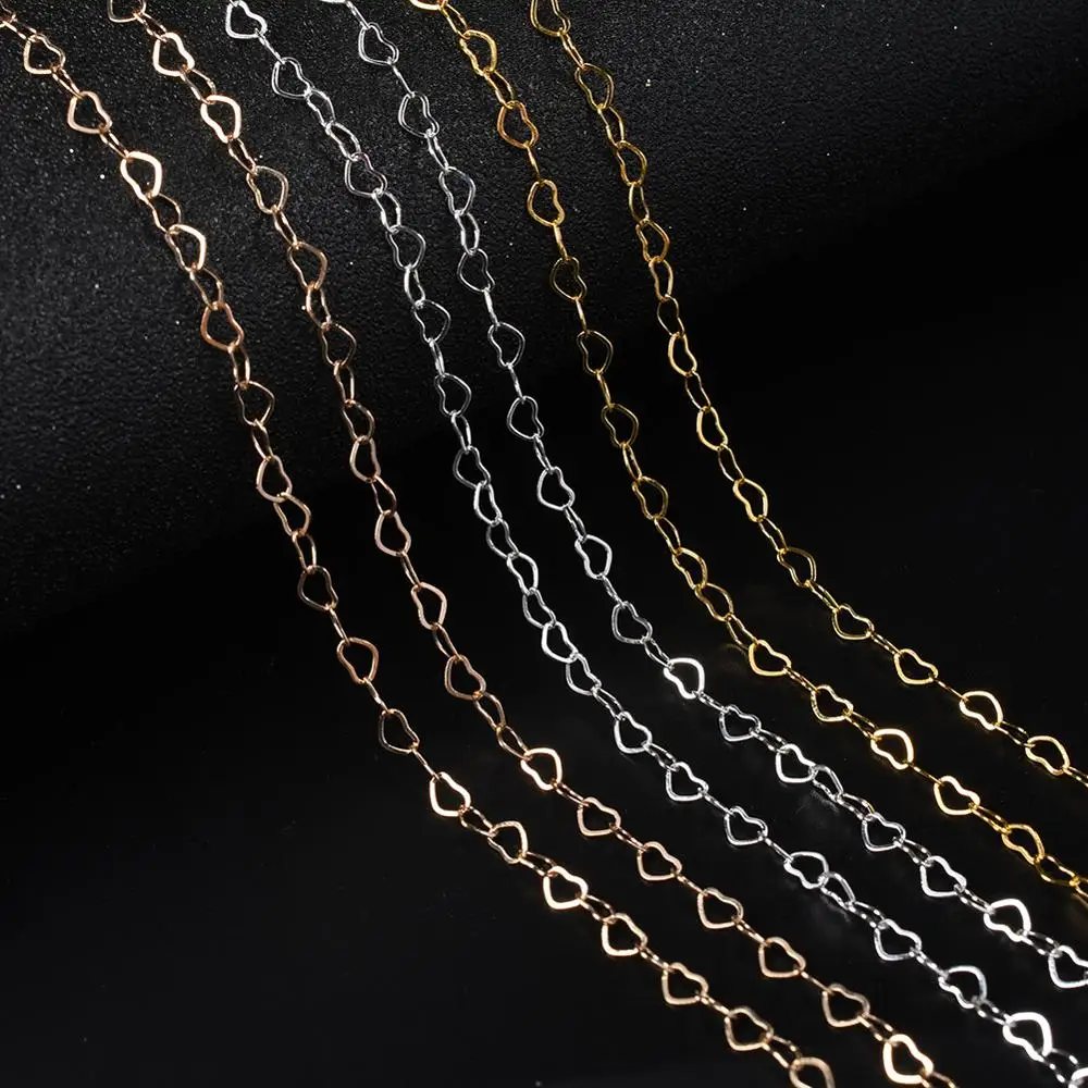 Mejores Ofertas Collar de cobre de 2 metros y 5x3mm para pulsera, cadenas de corazones a granel para DIY, joyería, accesorios, materiales hechos a mano, venta al por mayor 8bWZwAxoDq3
