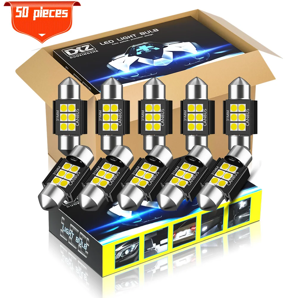 DXZ 50 шт в наборе Festoon-31MM C5W C10W Светодиодный лампочки Canbus 3030 6-SMD Нет Ошибка салона
