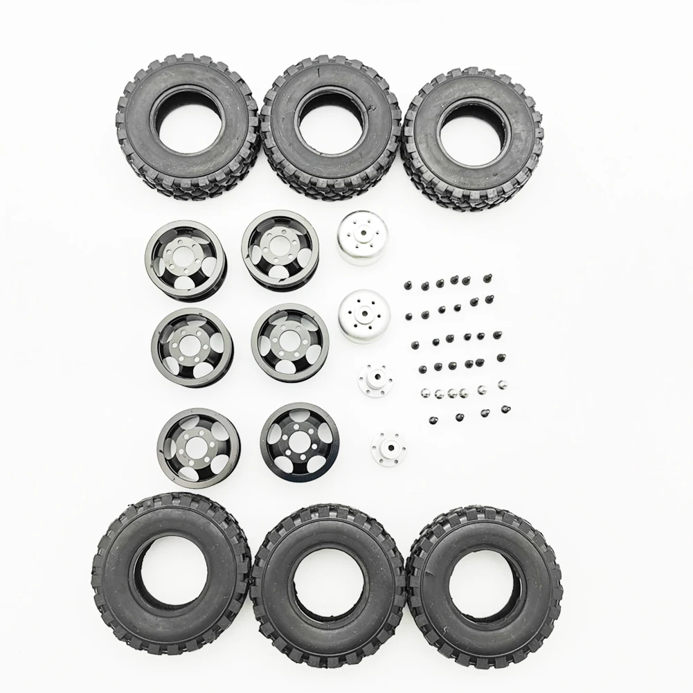 

6pcs Lightweight Rims Replacement DIY Toys Parts Tires Metal Spare Modification Easy Install Mini Wheel Hub Kit For JJRC 4X4