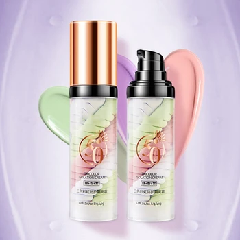 

Rainbow Tricolor Makeup Base Makeup Primer Full Coverage Brighten Skin Long Lasting KG66