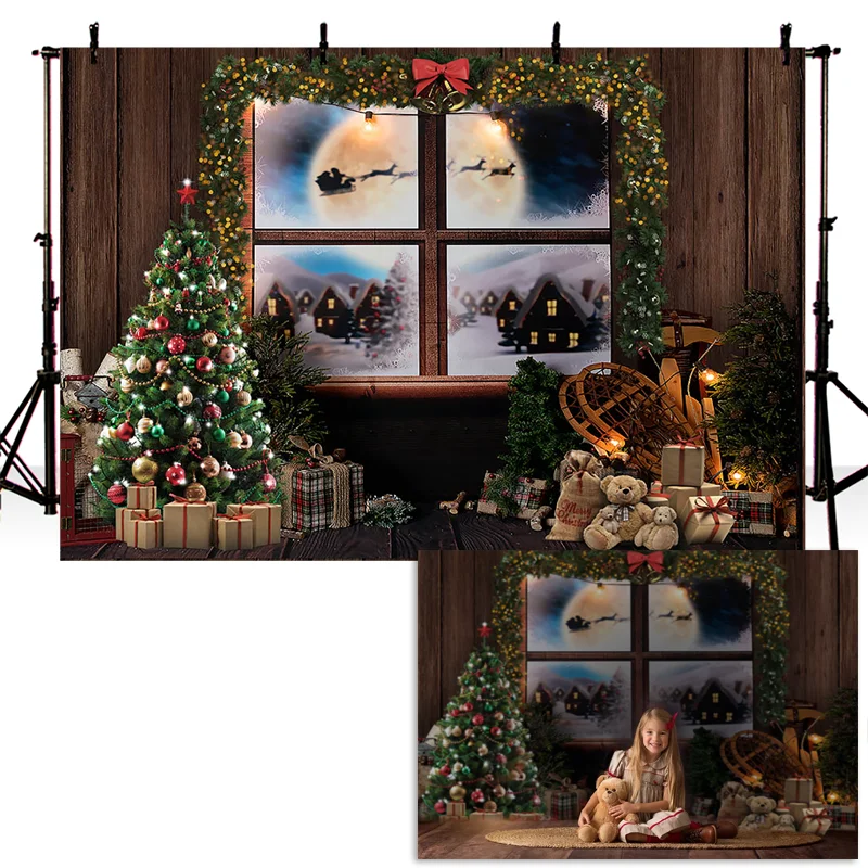 Фотофон по индивидуальному заказу Рождественская елка Window фон для фотосъемки