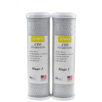 

ATWFS 2pcs Universal Water Filter Activated Carbon Cartridge Filter, 10 Inch CTO Block Carbon Filter Water Purification System