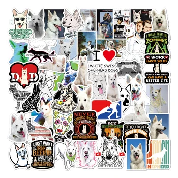 

53PCS White Swiss Shepherd Dog Animals Sticker PVC Skateboard Luggage Motorcycle Guitar Kid Boy Vsco Decal Graffiti Stickers