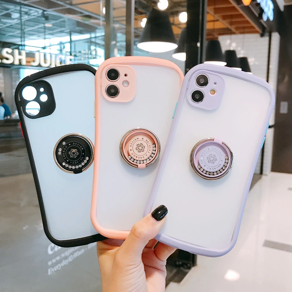 Чехол с магнитным кольцом для iPhone Xr 11 Pro Max Матовый Жесткий ПК ударопрочный 7/8 6s Plus