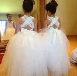 Белое фатиновое бальное платье с цветочным узором для девочек; модель 2015 года для свадьбы; KE236