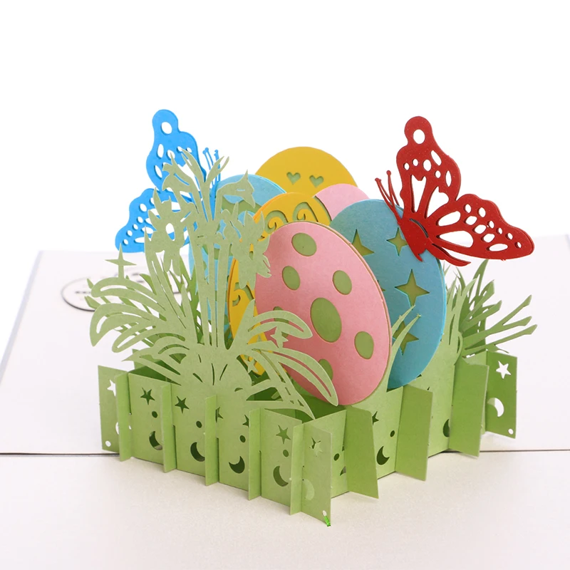 3D Pop Up Бабочка яйцо поздравительные открытки Рождественская открытка-приглашение на день рождения D08D