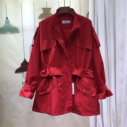 red SuperAen, осень, модные куртки для женщин, одноцветные хлопковые повседневные женские куртки, корейский стиль, на молнии, женская одежда, новинка - Цвет: red