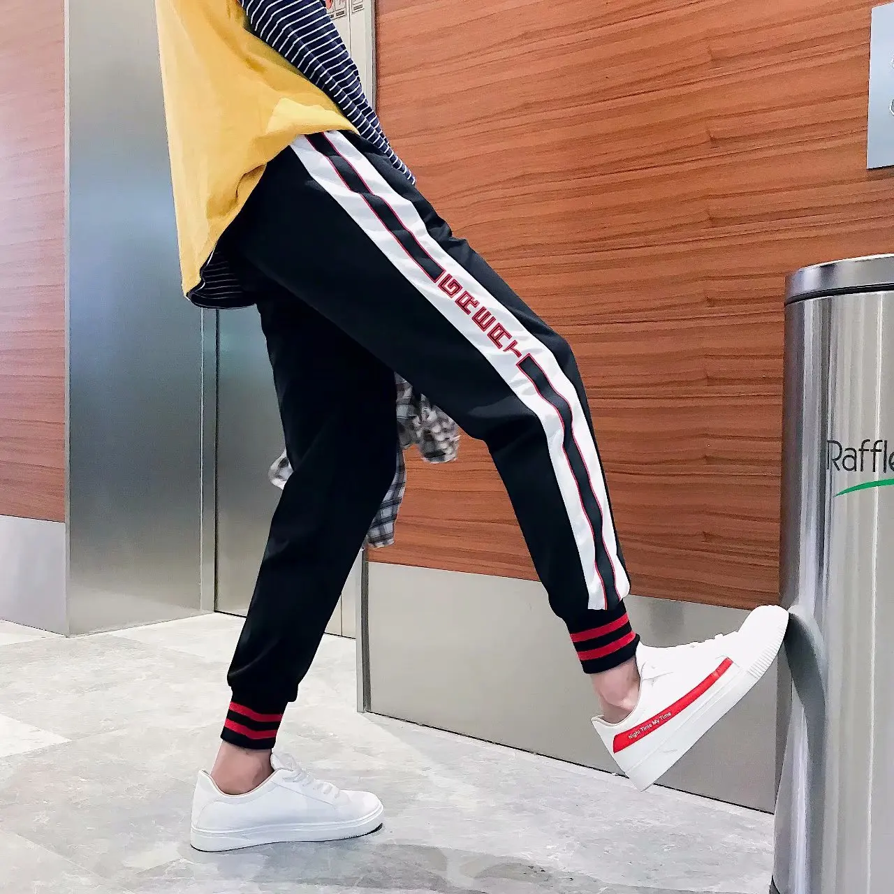 

Autumn & Winter MEN'S Sports Pants Korean-style Trend Pants INS Beam Leg Loose-Fit Students Casual plus Velvet Warm Capri